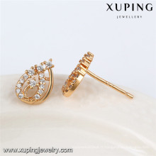 92471 Xuping fantaisie gros 18 carats plaqué or blanc pierre boucle d&#39;oreille